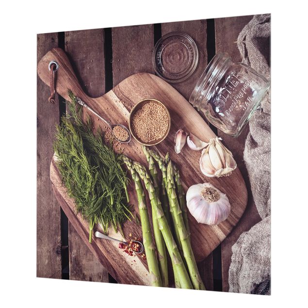 Spatscherm keuken Asparagus Rustic
