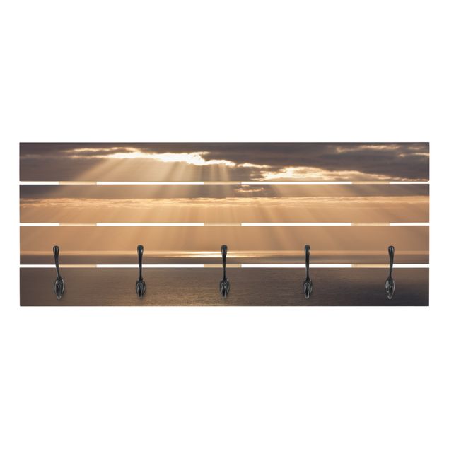Wandkapstokken houten pallet Sun Beams Over The Ocean