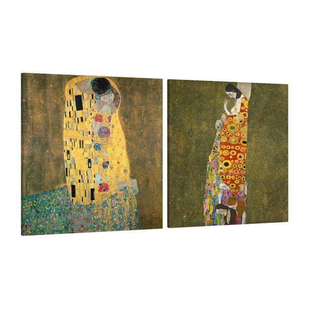 Canvas schilderijen - 2-delig  Gustav Klimt - Kiss And Hope
