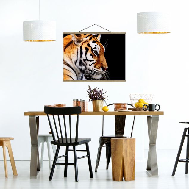 Stoffen schilderij met posterlijst Tiger Beauty