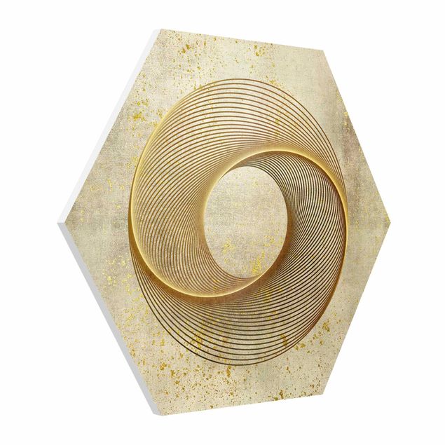 Hexagons Forex schilderijen Line Art Circle Spiral Gold