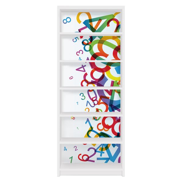 Meubelfolie IKEA Billy Boekenkast Colourful Numbers