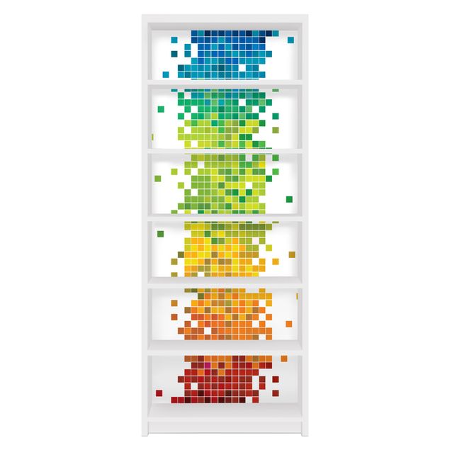 Meubelfolie IKEA Billy Boekenkast Pixel Rainbow