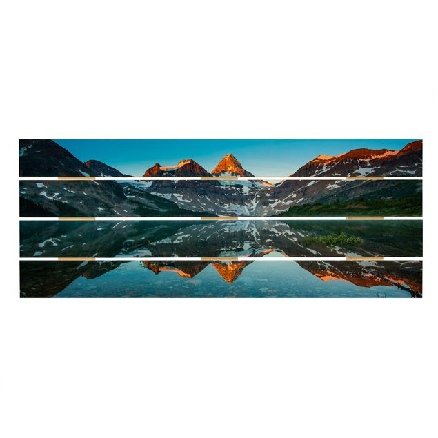 Houten schilderijen op plank Mountain Landscape At Lake Magog In Canada