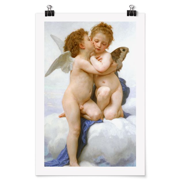 Posters William Adolphe Bouguereau - The First Kiss