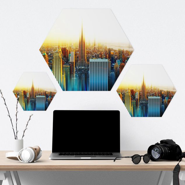 Hexagons Forex schilderijen Manhattan Abstract