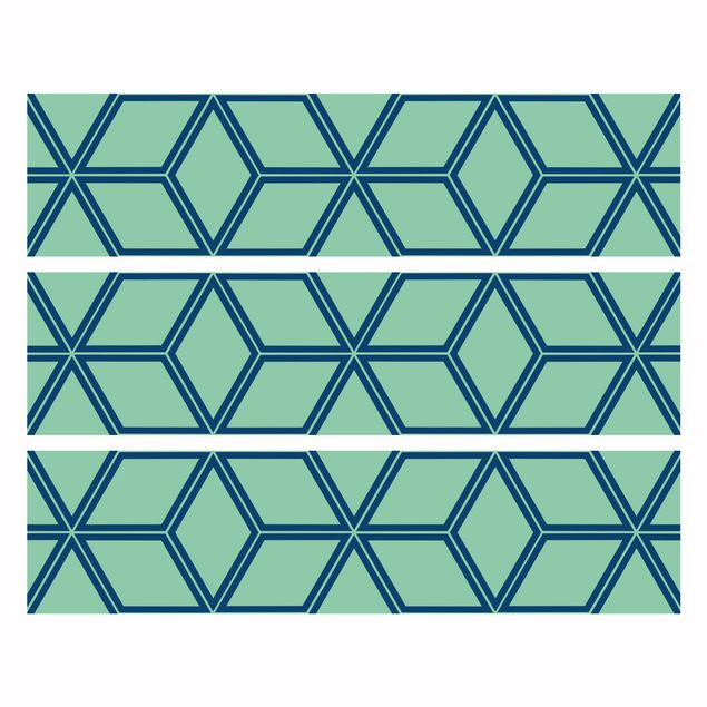 Meubelfolie IKEA Malm Ladekast Cube pattern Green