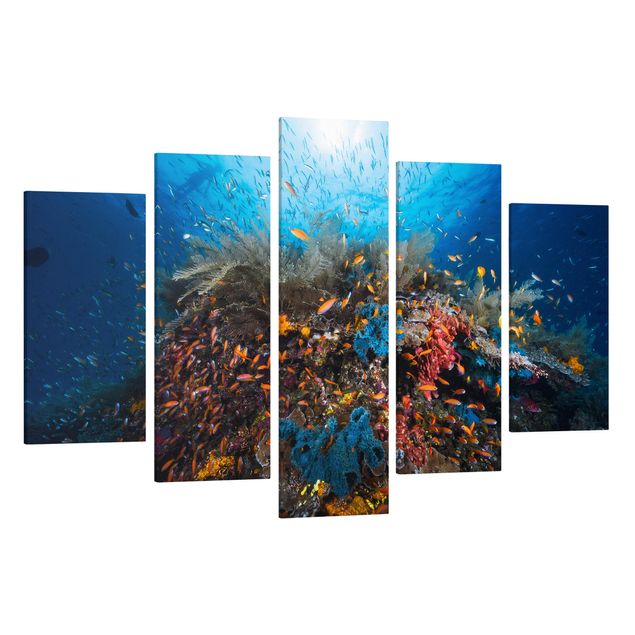 Canvas schilderijen - 5-delig Lagoon Underwater