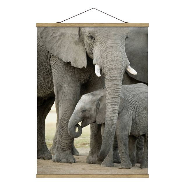 Stoffen schilderij met posterlijst Elephant Love