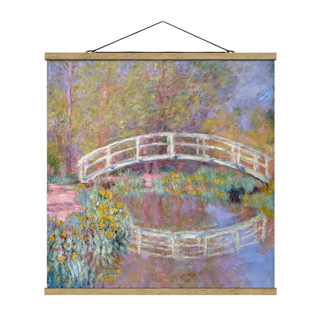Stoffen schilderij met posterlijst Claude Monet - Bridge Monet's Garden