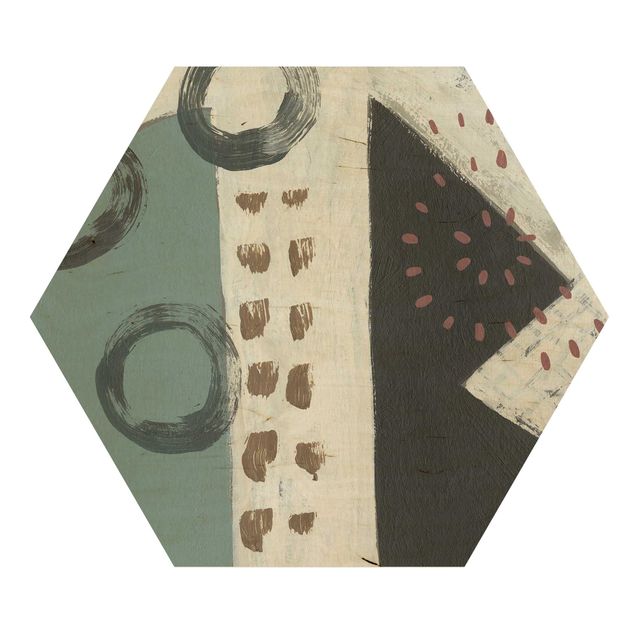 Hexagons houten schilderijen Carnival Of Forms In Teal III