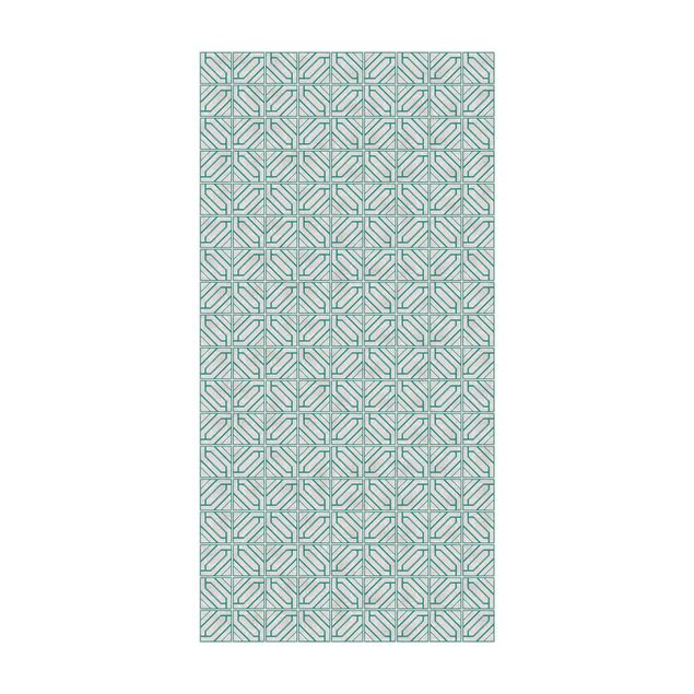 tapijt turquoise Tile Pattern Rhomboidal Geometry Turquoise