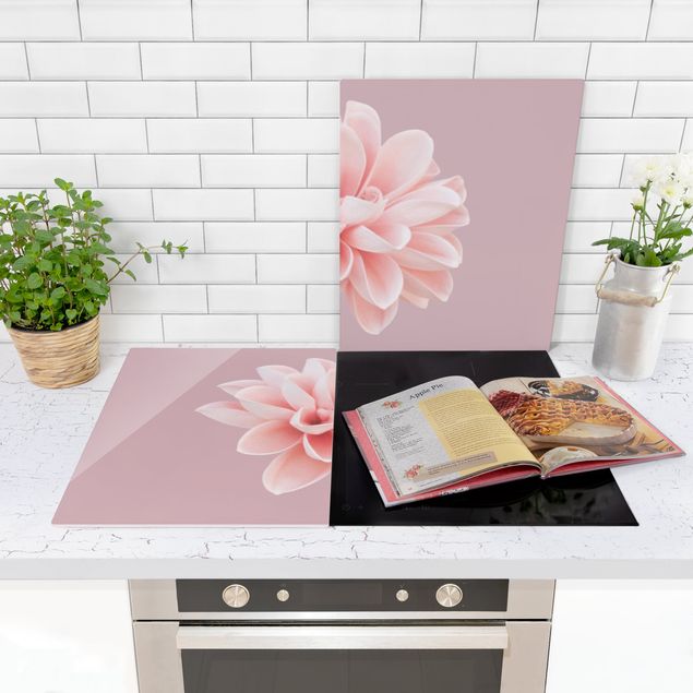Kookplaat afdekplaten Dahlia Flower Lavender Pink White