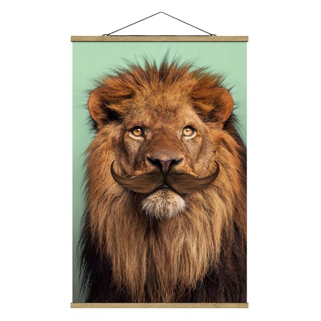 Stoffen schilderij met posterlijst Lion With Beard