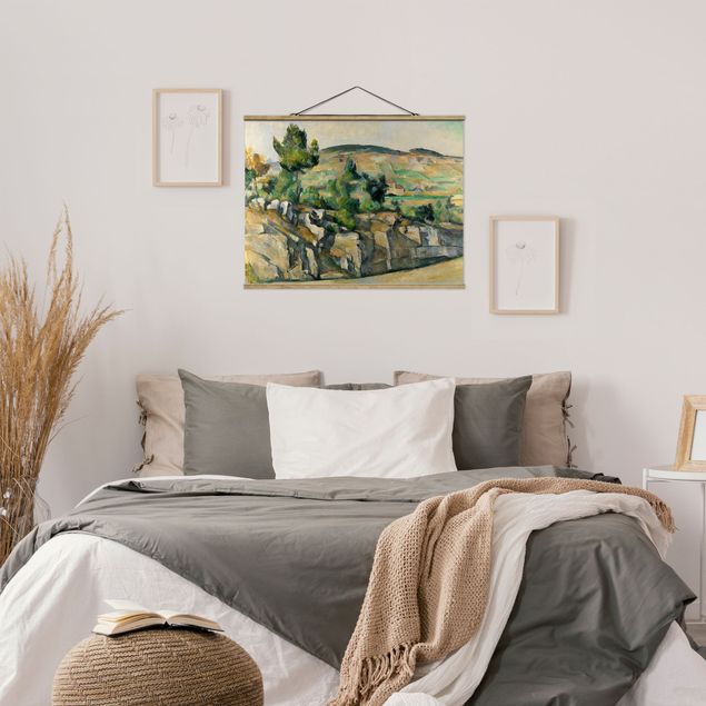 Stoffen schilderij met posterlijst Paul Cézanne - Hillside In Provence