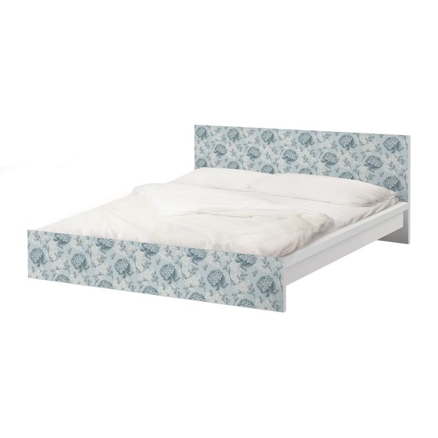 Meubelfolie IKEA Malm Bed Hydrangea Pattern In Blue