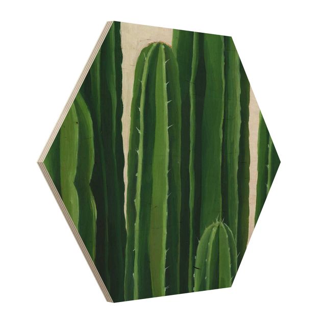 Hexagons houten schilderijen Favorite Plants - Cactus