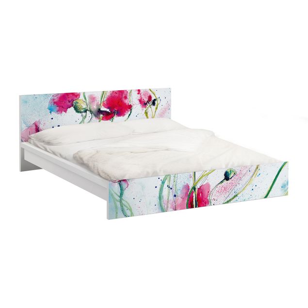 Meubelfolie IKEA Malm Bed Painted Poppies