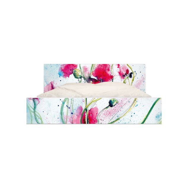Meubelfolie IKEA Malm Bed Painted Poppies