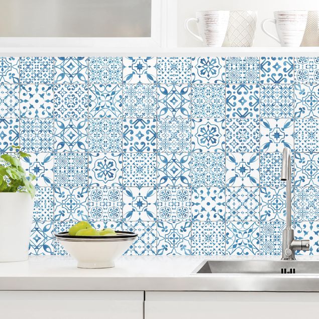 Achterwand voor keuken patroon Patterned Tiles Blue White