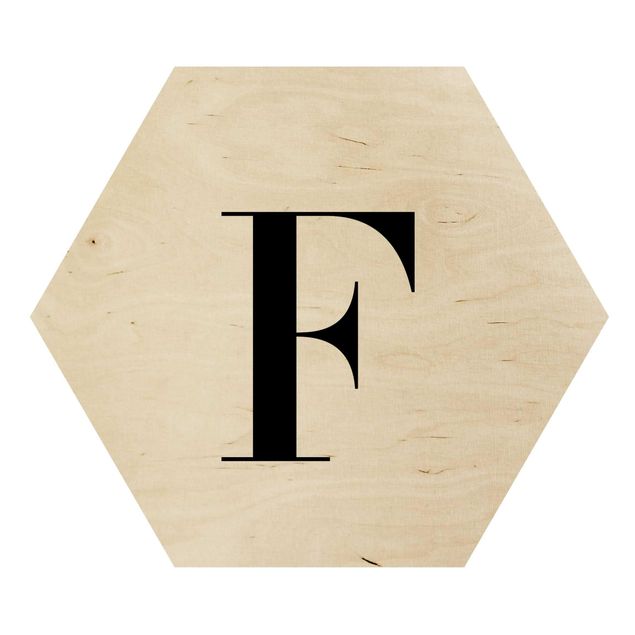 Hexagons houten schilderijen Letter Serif White F