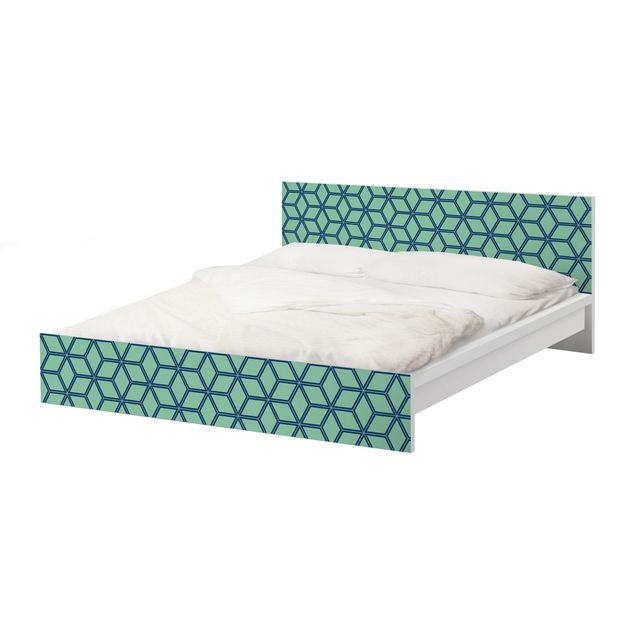 Meubelfolie IKEA Malm Bed Cube pattern Green