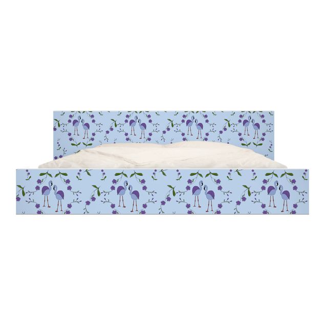 Meubelfolie IKEA Malm Bed Mille Fleurs pattern Design Blue