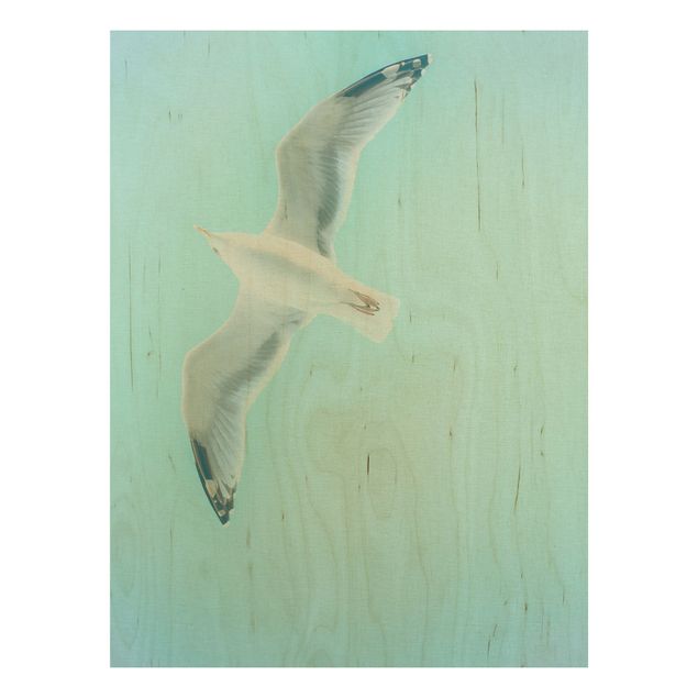Houten schilderijen Blue Sky With Seagull