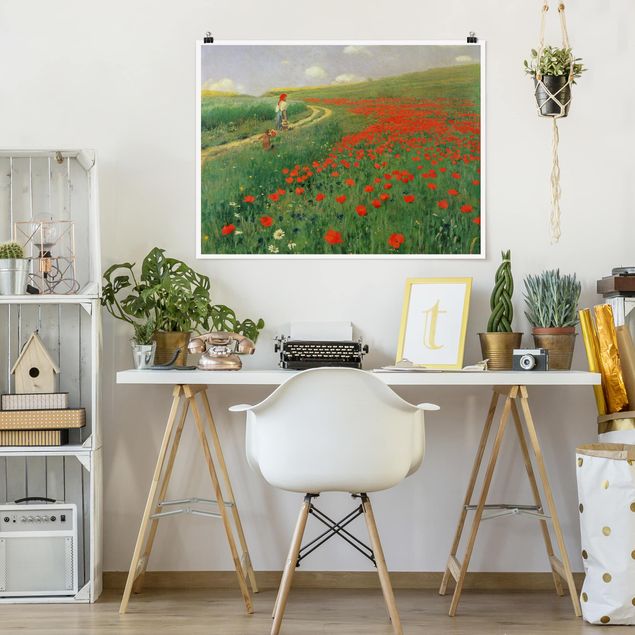 Posters Pál Szinyei-Merse - Summer Landscape With A Blossoming Poppy