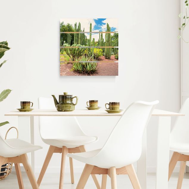 Houten schilderijen op plank Cactus Landscape