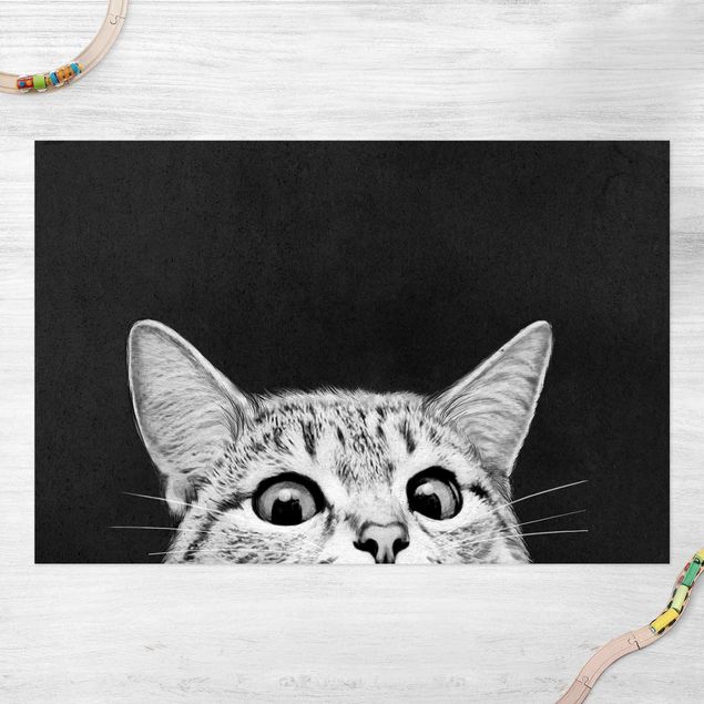 moderne vloerkleden Illustration Cat Black And White Drawing