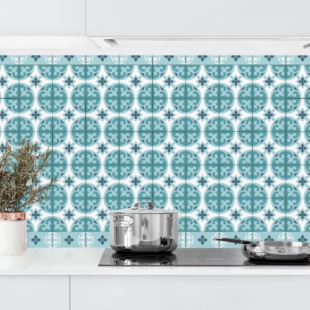 Achterwand voor keuken patroon Geometrical Tile Mix Circles Turquoise