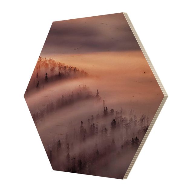 Hexagons houten schilderijen Fog Flood