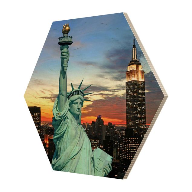 Hexagons houten schilderijen New York At Night