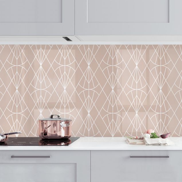 Achterwand voor keuken patroon Art Deco Diamond Pattern In Front Of Beige XXL