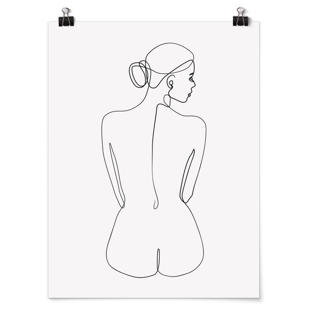 Posters Line Art Nudes Back Black And White