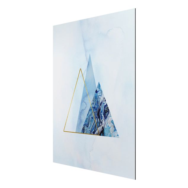 Aluminium Dibond schilderijen Geometry In Blue And Gold II