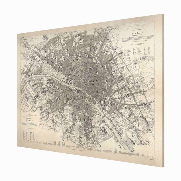 Magneetborden Vintage Map Paris