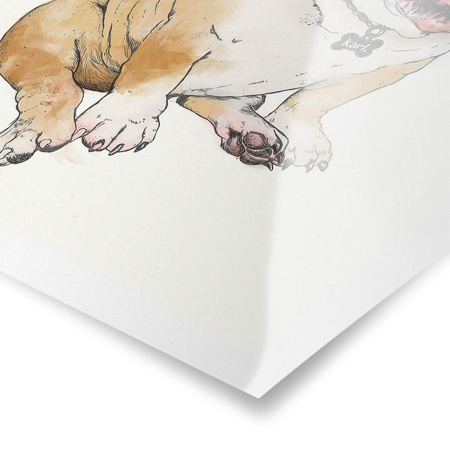 Posters Illustration Dog Bulldog Painting