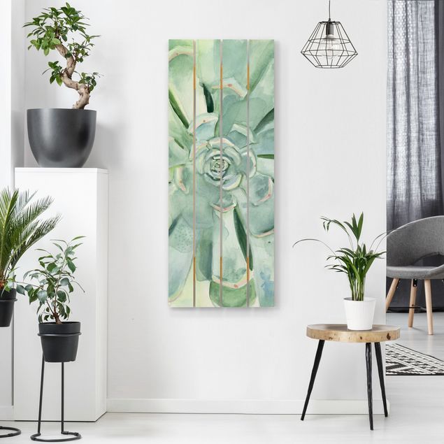 Houten schilderijen op plank Succulent Plant Watercolour Light Coloured