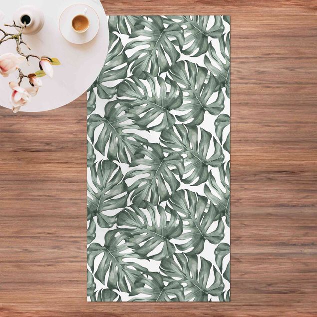 lopers Watercolour Monstera Leaves In Green