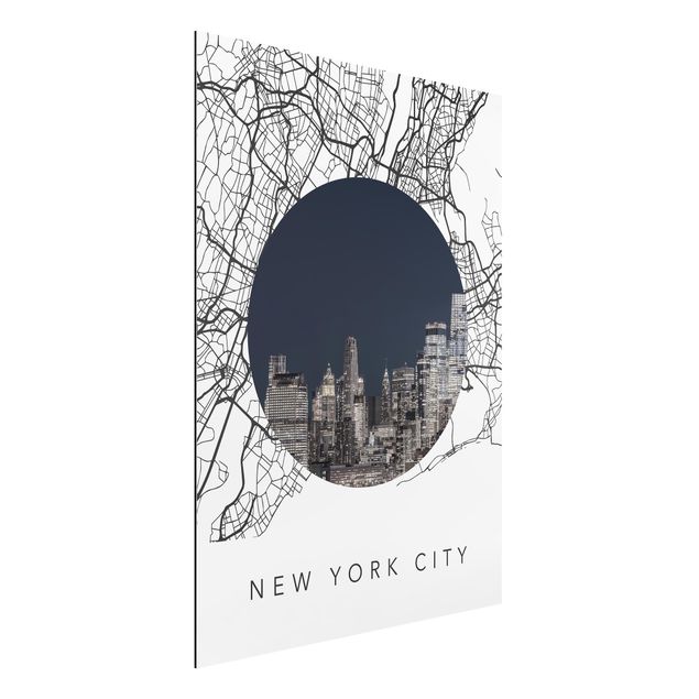 Aluminium Dibond schilderijen Map Collage New York City