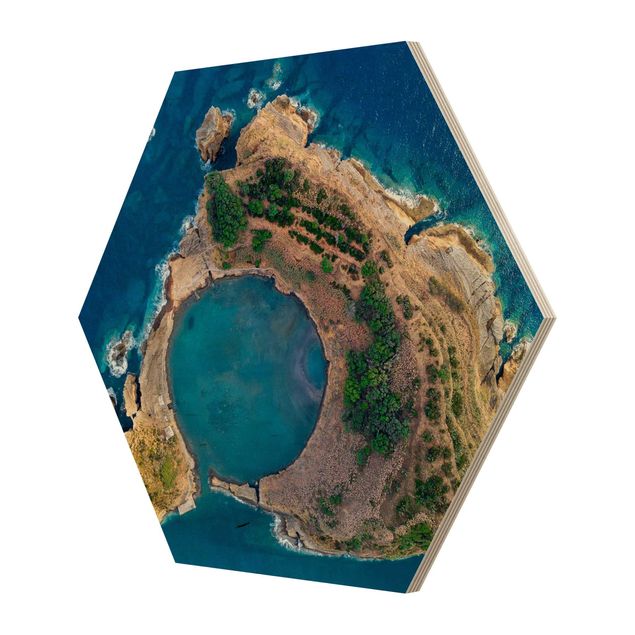 Hexagons houten schilderijen Aerial View - The Island Of Vila Franca Do Campo