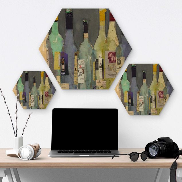 Hexagons houten schilderijen Uncorked - Spirits