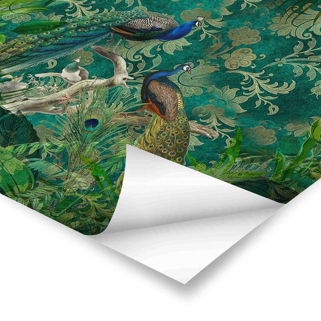 Posters Shabby Chic Collage - Noble Peacock II