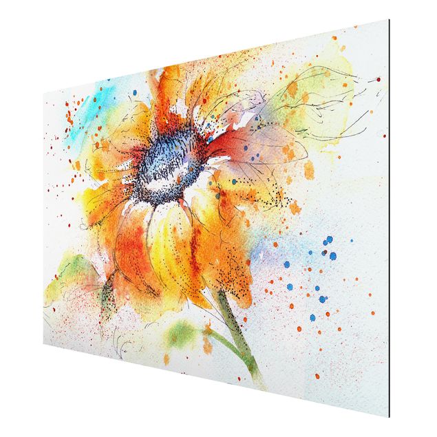 Aluminium Dibond schilderijen Painted Sunflower