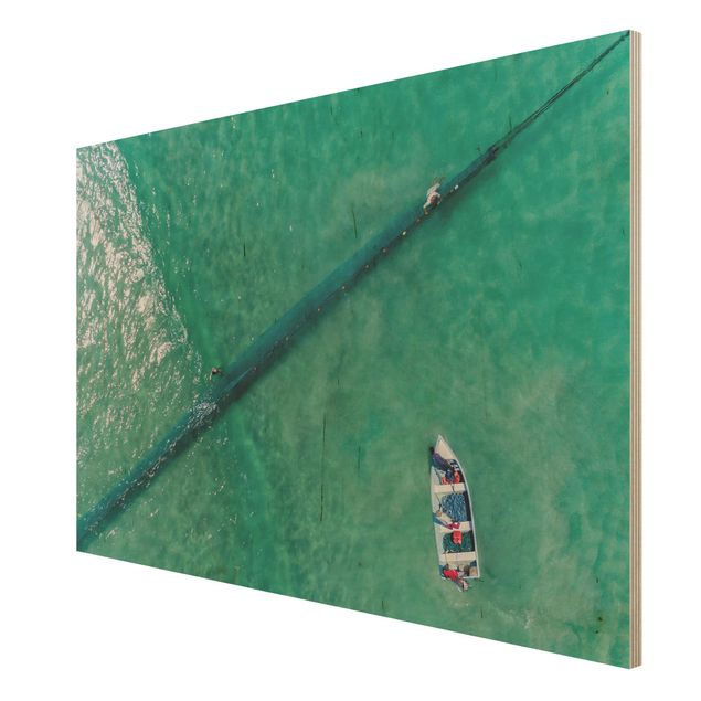 Houten schilderijen Aerial View - Fishermen