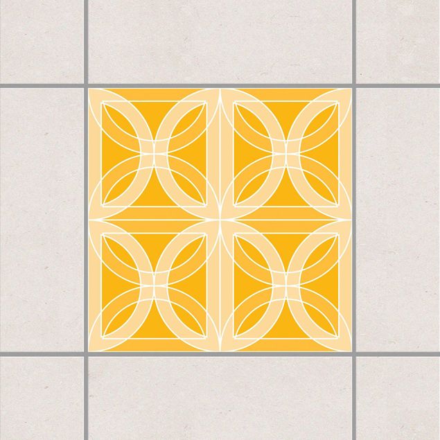 Tegelstickers Circular Tile Design Melon Yellow