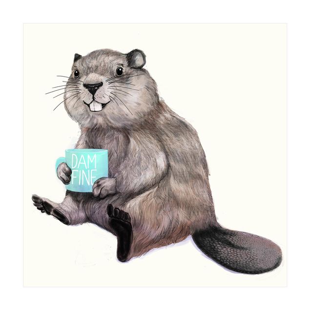 groot kleed Illustration Beaver Wit Coffee Mug