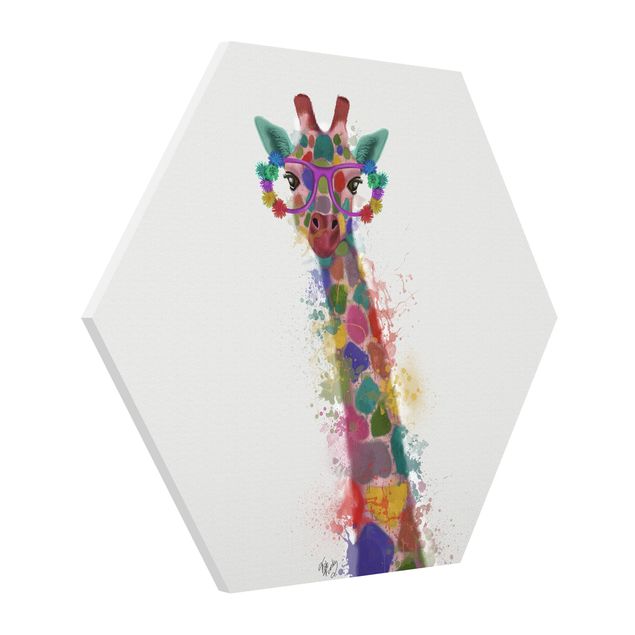 Hexagons Forex schilderijen Rainbow Splash Giraffe